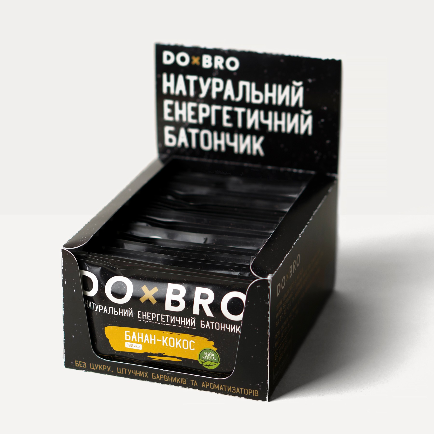 Натуральные батончики без сахара Банан-кокос 12 шт х 45 г DOxBRO, фото 1 Натуральные батончики без сахара Банан-кокос 12 шт х 45 г DOxBRO, фото 1
