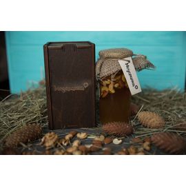 Мед пчелиный натуральный разнотравье и подсолнечник с орехами (Семейная бочка) 500 мл., фото 1