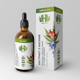 Масляний екстракт чорного кмину, шипшини і насіння харчової коноплі, 100 мл., фото 1