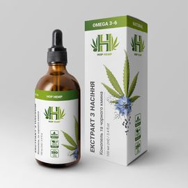 Масляний екстракт з чорного кмину і насіння харчової коноплі, 100 мл, фото 1