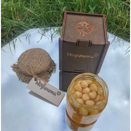 Мед бджолиний натуральний різнотрав&#039;я і соняшник з лісовим горіхом в подарунковій коробці. 200 мл., фото 1