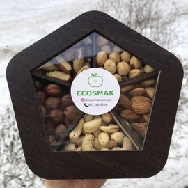 Подарочная деревянная коробка орехов 5 видов, фото 1