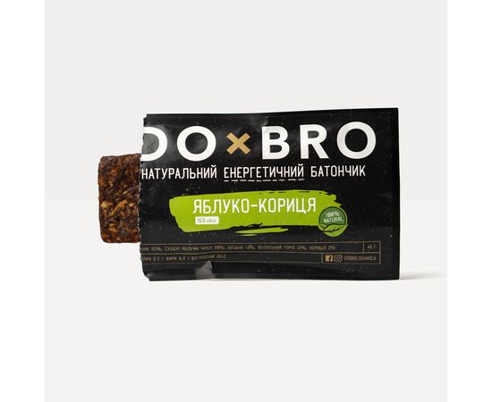 Натуральные батончики без сахара Яблоко-корица 12 шт х 45 г DOxBRO, фото 2