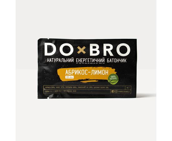 Натуральные батончики без сахара Абрикос-лимон 12 шт х 45 г DOxBRO, фото 3
