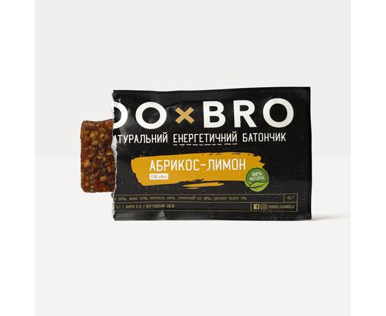 Натуральные батончики без сахара Абрикос-лимон 12 шт х 45 г DOxBRO, фото 2