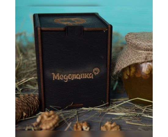 Мед пчелиный натуральный разнотравье и подсолнечник с орехами (ассорти) в подарочной коробке. 400 мл. Медолапка, фото 1