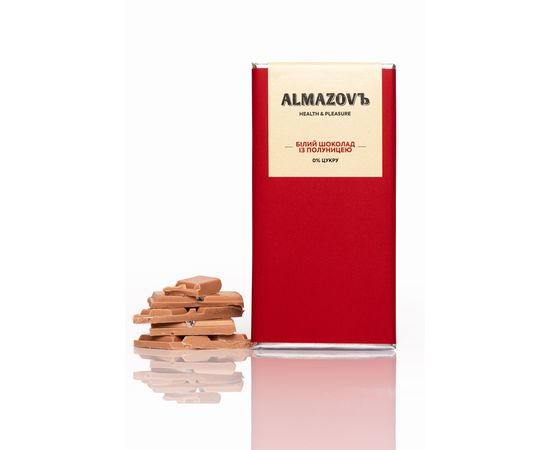 Белый шоколад с клубникой 0% сахара Almazovъ, фото 1