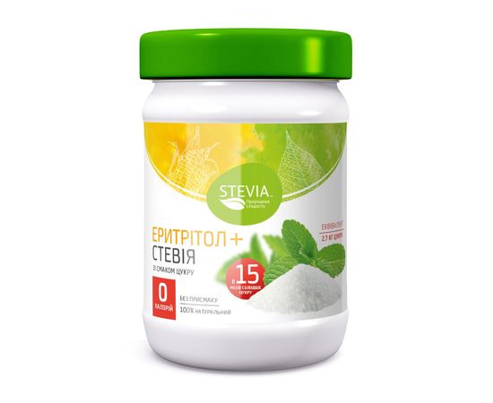 Солодкий екстракт з листя стевії (стевія + еритрітол), 180г ТОВ &quot;Гудвил-Инвест&quot;, фото 1