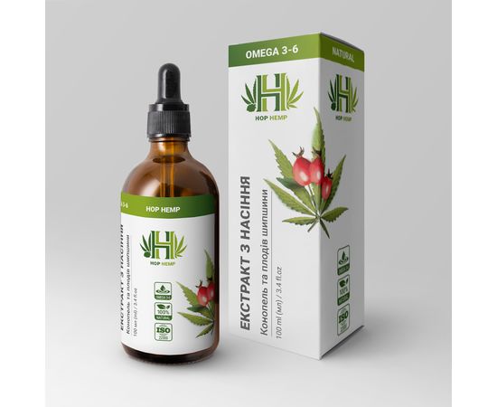 Масляний екстракт плодів шипшини і насіння харчової коноплі, 100 мл HopHemp, фото 1