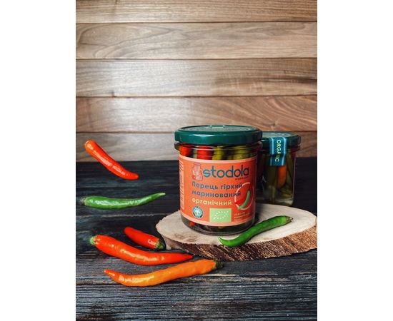 Перець гіркий маринований органічний Stodola 300мл Stodola Organic Farm, фото 2