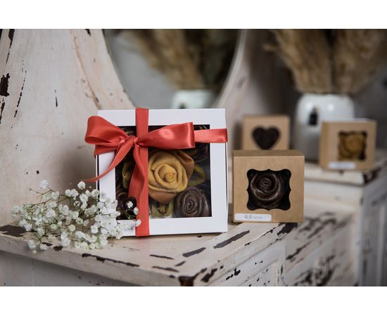 Подарочный набор из пастилы в виде пяти фруктовых роз. SOVA candies, фото 1