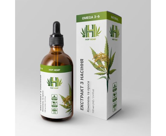 Масляний екстракт з насіння просо і насіння харчової коноплі, 100 мл HopHemp, фото 1