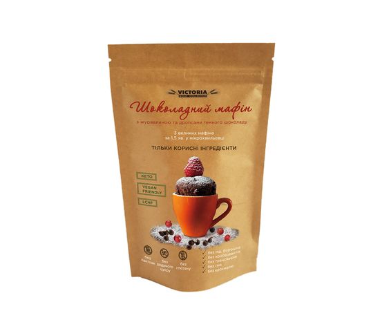 Кондитерська суміш Шоколадний Кетоєв маффин з журавлиною без цукру 170 г Victoria Premium Product, фото 1