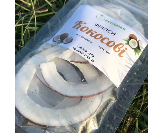 Кокосові чіпси 20г Ecosmak, фото 1 Кокосові чіпси 20г Ecosmak, фото 1
